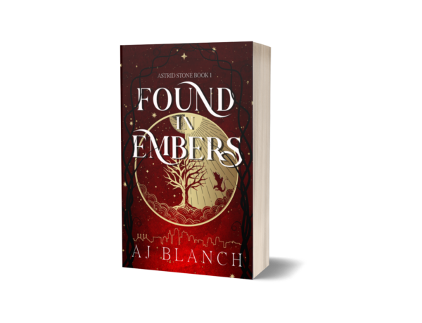 Paperback mockup of Found in Embers