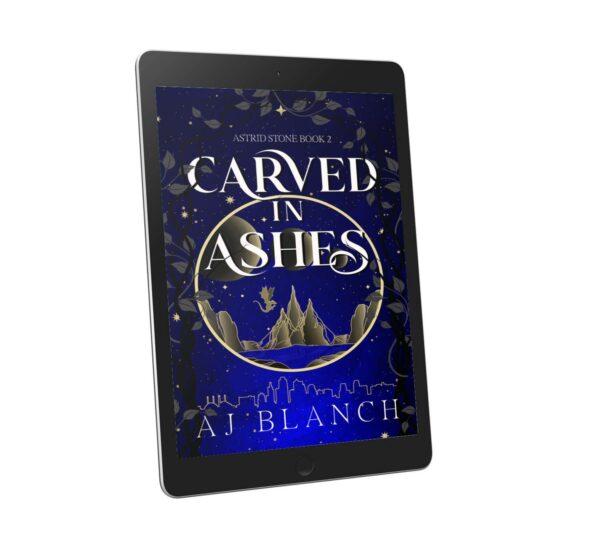 Tablet with book cover on the front Carved in Ashes
